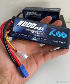 3S LiPo baterie 8000mAh 11.1V 100C Hard Case,kon. EC5 (2 ks)