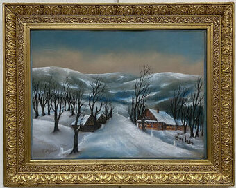 Luxusný obraz Orlické hory, Rozměr 47cm x 63cm, Pastel, 1929