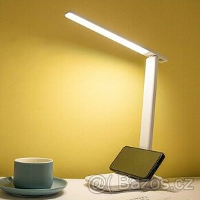 Stolní lampa LED skládací, 3 odstíny světla + držák na mobil