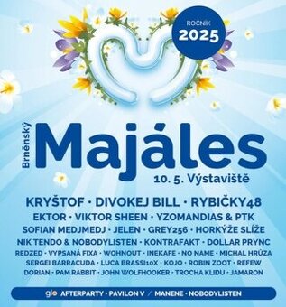 BRNĚNSKÝ MAJÁLES 10.5.2025 - prodám 4 vstupenky.
