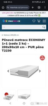 Matrace 90x200 Pur pěna úplně nové nerozbalene
