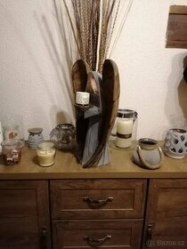 Dekorace svícen anděl motorovou pilou