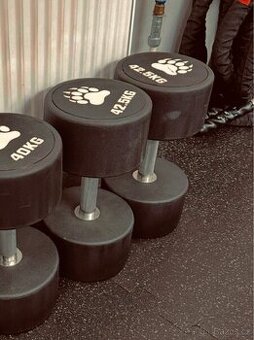 2x 42,5kg - jednoruční pogumovaný činky