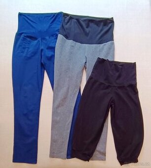 3+1Těhotenské kalhoty,legíny, sportovní 3/4 kalhoty vel. 38