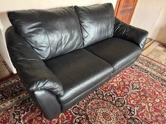 Černá kožená sedačka,5843