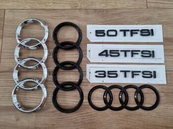 AUDI chromove znaky loga AUDI kruhy