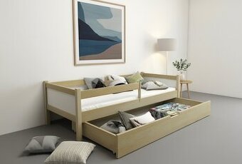 NOVÁ dětská postel dřevo BOROVICE + MATRACE + ŠUPLÍK
