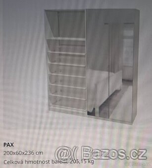 Šatní bílá skříň PAX Ikea 100x58x236 cm