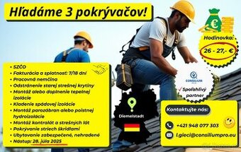 Hľadáme troch pokrývačov.
