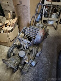 Starý kompresor s motorem 1,1 kW – funkční