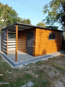 Zahradní domek 3,5x3m + přístřešek 2m - dveře - okno