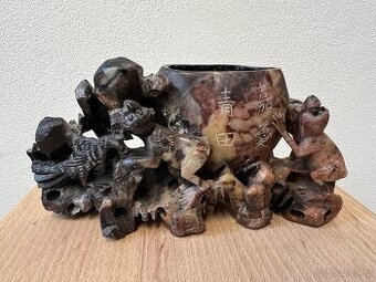 Čínská plastika z mastku, 19. století - 3 ks