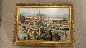 Obraz Karluv Most a Hradčany vyšívaný
