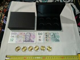Bankovky 1000, 100 a 6 ks 20 korun - každá jiná - 30 výročí - 1