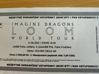 Prodám 2ks vstupenky na Imagine Dragons 11.6.2025