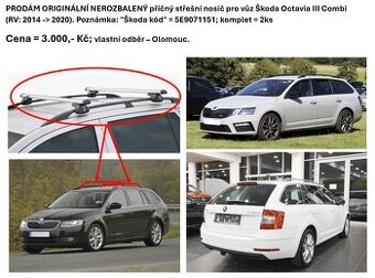 PŘÍČNÝ STŘEŠNÍ NOSIČ PRO VŮZ ŠKODA OCTAVIA III - COMBI