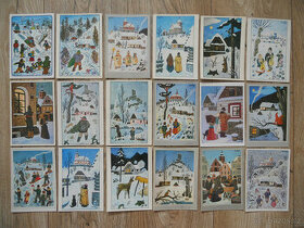J. Lada, pohlednice Vánoce, zima, 35 ks - 1