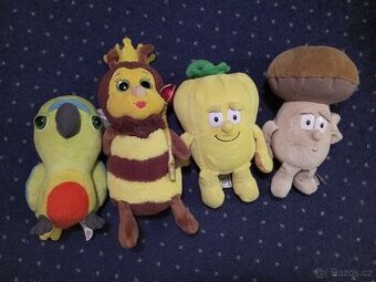 Plyšáci/plyšák PENNY,BILLA-Papoušek,včela,hruška,houba/hřib
