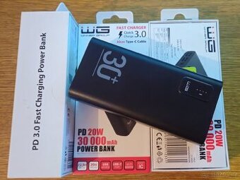 Powerbanka WG Veronika 30 000 mAh, USB-C PD 20W - černá