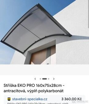 Stříška EKO PRO 160x75x28cm - antracitová, výplň polykarboná