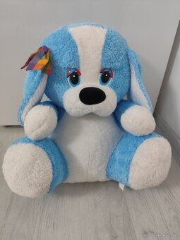 NOVÝ Pejsek s mašlí modrý 40 cm