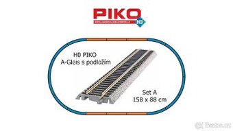 H0 PIKO koleje A-Gleis s podložím SET A - 158 x 88 cm