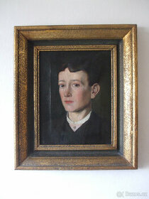 Obraz portrét 14ti letého chlapce z 1885 olej,plátno, rám