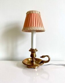 Starožitná mosazná stolní lampa lampička had