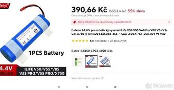 Prodám baterie do robotického vysavače MEDION