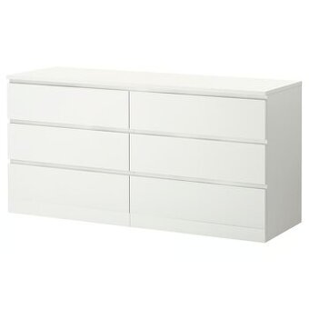 Komoda bílá MALM, 6 zásuvek, zn. IKEA