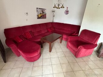Sedací souprava rohová s úložným prostorem + křeslo