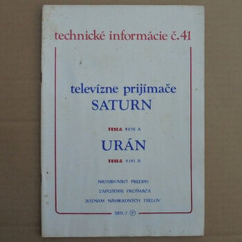 Návod Televize Tesla Saturn 4278 A, Urán 4141 A