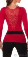 Značkový červený pulovr s krajkou na zádech Koucla
