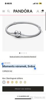 Nový PANDORA Moments náramek, Srdce