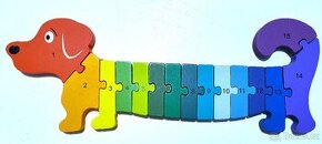 PUZZLE PEJSEK EDUKATIVNÍ SKLÁDAČKA ČÍSLA A BARVY