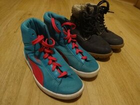 Dětské boty 2ks polovysoké obuv PUMA vel 34 a zimní boty