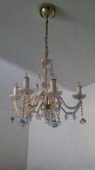 Starožitný Skleněný křišťálový lustr