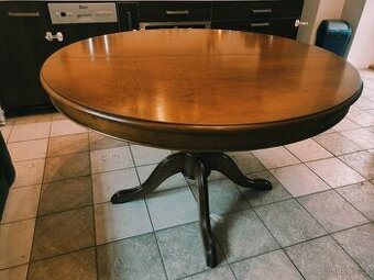 Kulatý rozkládací jídelní stůl z masivu -  120cm