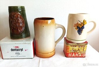Retro korbele,ambrové misky,kameninové misky,obří porc.hrnek