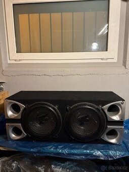 Subwoofer Axton CAB 609 2x250 RMS+zesilovač AUNA ALP404CH