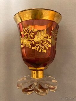 Starožitná rubínová sklenice Biedermeier rok cca 1850
