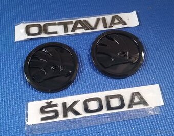 Znak a nápis škoda Octavia černý 90mm set Octavia 3