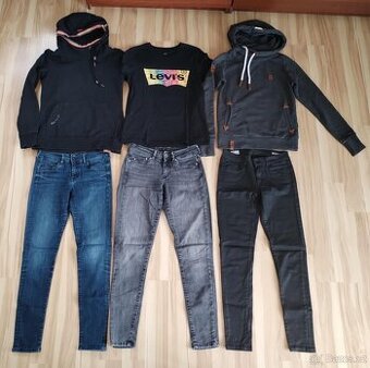 Značkový set dámského oblečení S-Pepe Jeans, Naketano, Levis