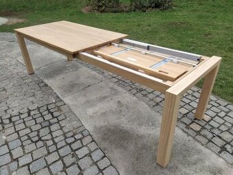 Nový rozkládací stůl bělený dub masiv 90x160+100