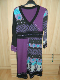 Dámské fialovo černé teplé šaty vel. 40/M