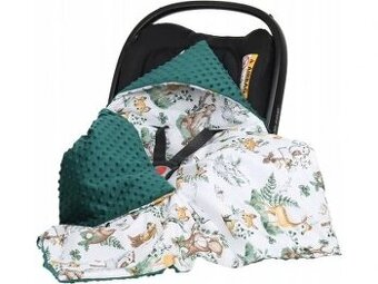 Oboustranná deka do autosedačky MINKY 74x74 cm s polštářkem