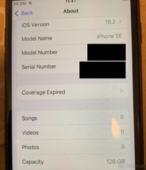 iPhone SE 2. generace, cerny, 128GB, baterie 91%