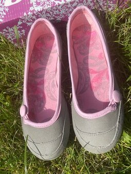 Baleríny silver/pink, s knoflíčkem vel. 35