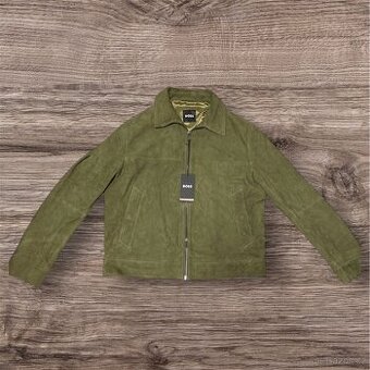 Luxusní BOSS velurová bunda – olivová, XL, úplně nová