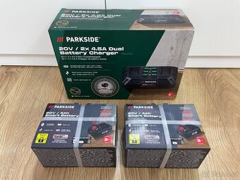 Parkside - 2x 4Ah Performance AKU + Rychlonabijacka - Nove